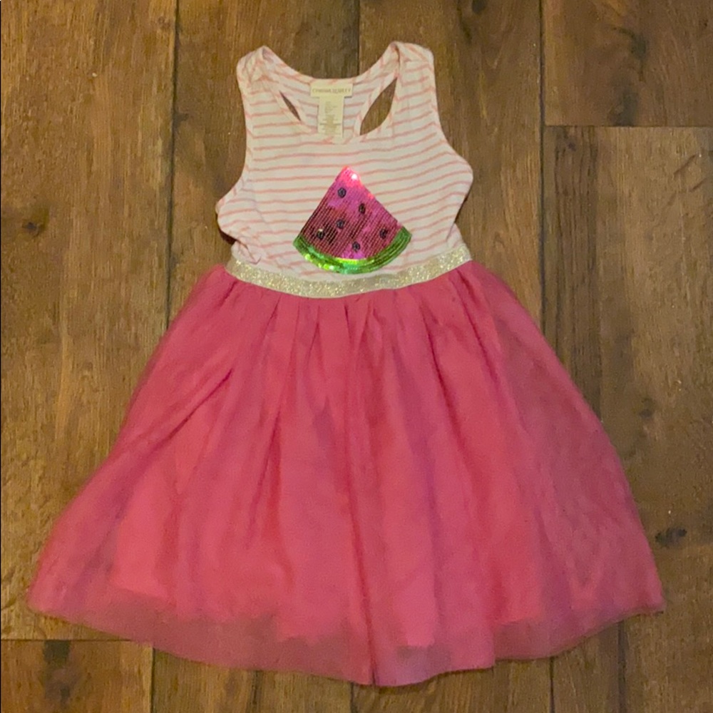 White and pink watermelon dress